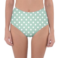 Light Blue And White Polka Dots Reversible High-waist Bikini Bottoms by GardenOfOphir