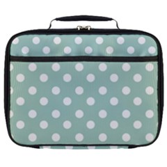 Light Blue And White Polka Dots Full Print Lunch Bag by GardenOfOphir