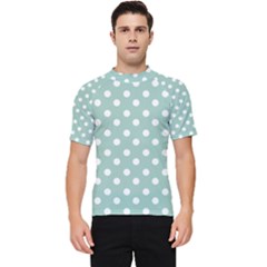 Light Blue And White Polka Dots Men s Short Sleeve Rash Guard by GardenOfOphir