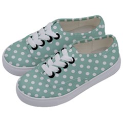 Light Blue And White Polka Dots Kids  Classic Low Top Sneakers by GardenOfOphir