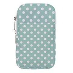 Light Blue And White Polka Dots Waist Pouch (small) by GardenOfOphir