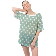 Light Blue And White Polka Dots Oversized Chiffon Top by GardenOfOphir