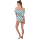 Light Blue And White Polka Dots Frill Detail One Piece Swimsuit View2