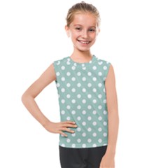 Light Blue And White Polka Dots Kids  Mesh Tank Top by GardenOfOphir