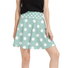 Light Blue And White Polka Dots Waistband Skirt by GardenOfOphir