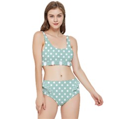 Light Blue And White Polka Dots Frilly Bikini Set by GardenOfOphir