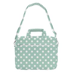 Light Blue And White Polka Dots Macbook Pro 16  Shoulder Laptop Bag by GardenOfOphir