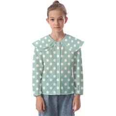 Light Blue And White Polka Dots Kids  Peter Pan Collar Blouse by GardenOfOphir