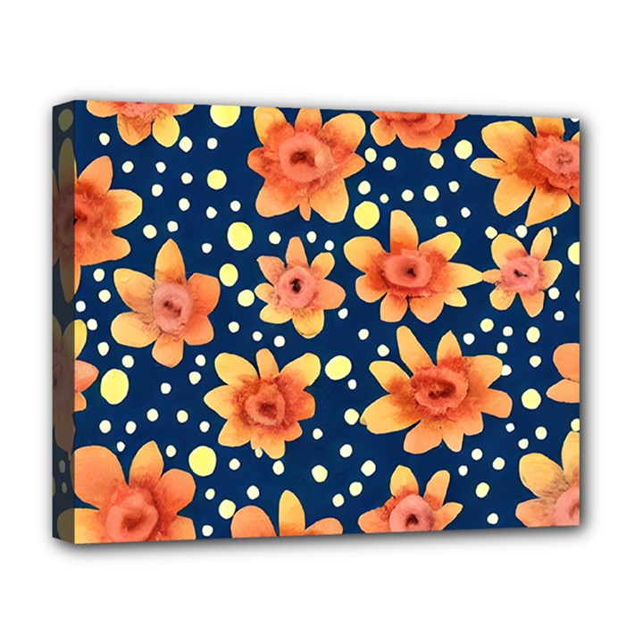 Flowers and Polka Dots Watercolor Deluxe Canvas 20  x 16  (Stretched)