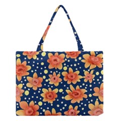 Flowers And Polka Dots Watercolor Medium Tote Bag by GardenOfOphir