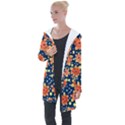 Flowers and Polka Dots Watercolor Longline Hooded Cardigan View1