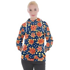 Flowers And Polka Dots Watercolor Women s Hooded Pullover by GardenOfOphir