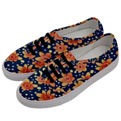 Flowers And Polka Dots Watercolor Men s Classic Low Top Sneakers by GardenOfOphir