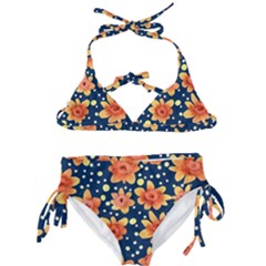 Flowers And Polka Dots Watercolor Kids  Classic Bikini Set by GardenOfOphir