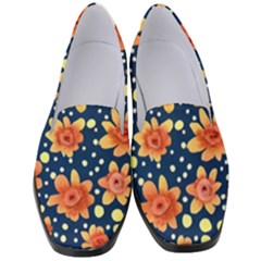 Flowers And Polka Dots Watercolor Women s Classic Loafer Heels by GardenOfOphir