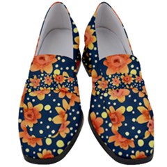 Flowers And Polka Dots Watercolor Women s Chunky Heel Loafers by GardenOfOphir