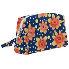 Flowers And Polka Dots Watercolor Wristlet Pouch Bag (large) by GardenOfOphir