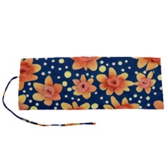 Flowers And Polka Dots Watercolor Roll Up Canvas Pencil Holder (s) by GardenOfOphir