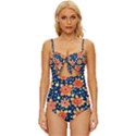 Flowers and Polka Dots Watercolor Knot Front One-Piece Swimsuit View1