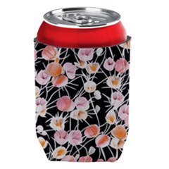 Boho Black Pink Flowers Watercolor Vi Can Holder by GardenOfOphir