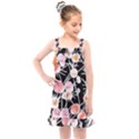 Boho Black Pink Flowers Watercolor VI Kids  Overall Dress View1