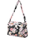 Boho Black Pink Flowers Watercolor VI Front Pocket Crossbody Bag View1