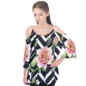 Black Chevron Peach Lilies Flutter Tees View1