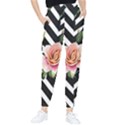 Black Chevron Peach Lilies Tapered Pants View1