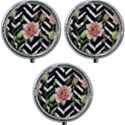 Black Chevron Peach Lilies Mini Round Pill Box (Pack of 3) View1