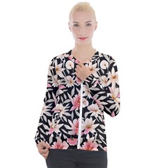 Botanical Flowers Casual Zip Up Jacket by GardenOfOphir