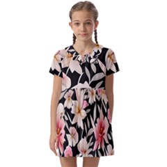 Botanical Flowers Kids  Asymmetric Collar Dress by GardenOfOphir