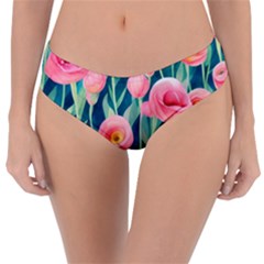 Blush Watercolor Flowers Reversible Classic Bikini Bottoms by GardenOfOphir