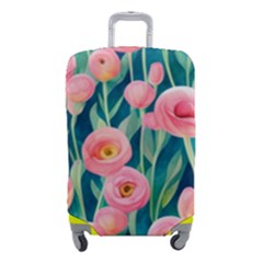 Blush Watercolor Flowers Luggage Cover (small) by GardenOfOphir