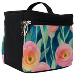 Blush Watercolor Flowers Make Up Travel Bag (big) by GardenOfOphir