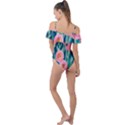 Blush Watercolor Flowers Frill Detail One Piece Swimsuit View2