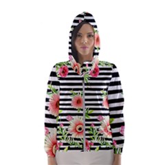 Blooming Watercolor Flowers Women s Hooded Windbreaker by GardenOfOphir