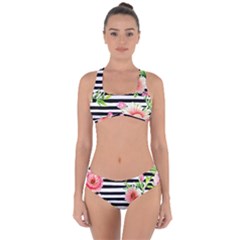 Blooming Watercolor Flowers Criss Cross Bikini Set by GardenOfOphir