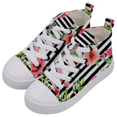 Blooming Watercolor Flowers Kids  Mid-top Canvas Sneakers by GardenOfOphir