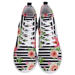 Blooming Watercolor Flowers Men s Lightweight High Top Sneakers by GardenOfOphir