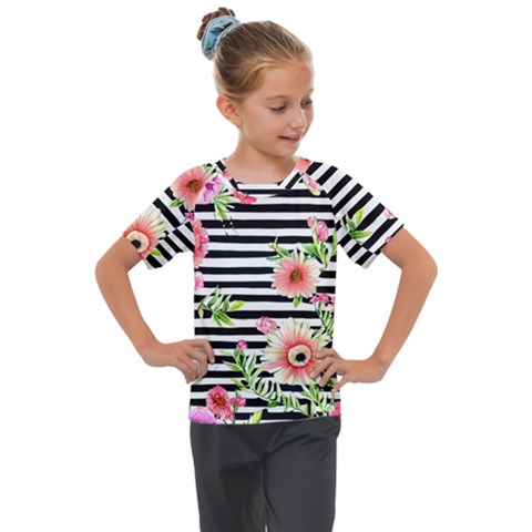 Blooming Watercolor Flowers Kids  Mesh Piece Tee by GardenOfOphir