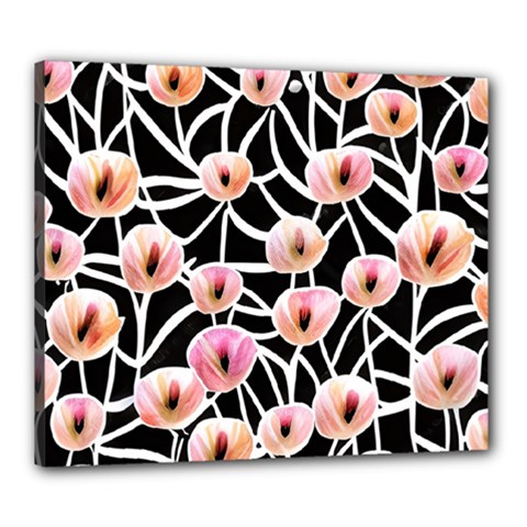 Cheery Watercolor Flowers Canvas 24  X 20  (stretched) by GardenOfOphir