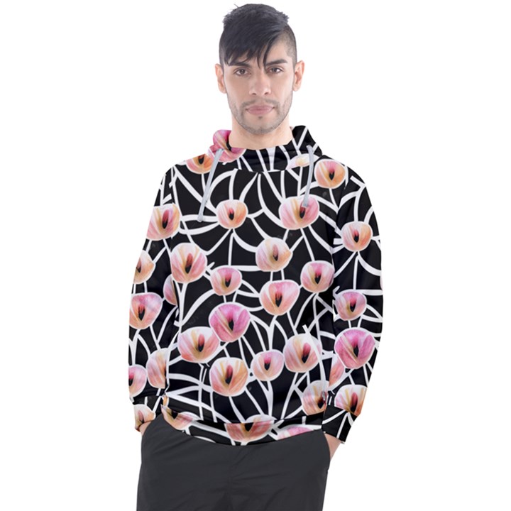 Cheery Watercolor Flowers Men s Pullover Hoodie