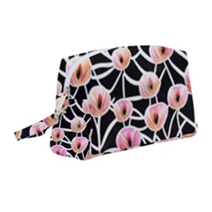 Cheery Watercolor Flowers Wristlet Pouch Bag (medium) by GardenOfOphir