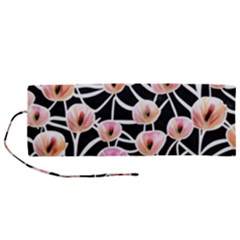 Cheery Watercolor Flowers Roll Up Canvas Pencil Holder (m) by GardenOfOphir