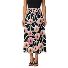 Cheery Watercolor Flowers Classic Midi Chiffon Skirt