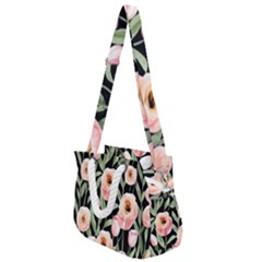 Captivating Watercolor Flowers Rope Handles Shoulder Strap Bag by GardenOfOphir