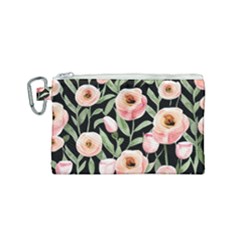 Captivating Watercolor Flowers Canvas Cosmetic Bag (small) by GardenOfOphir