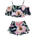 Captivating Watercolor Flowers Kids  Off Shoulder Skirt Bikini View2