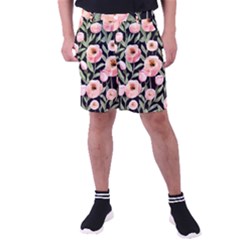 Captivating Watercolor Flowers Men s Pocket Shorts by GardenOfOphir