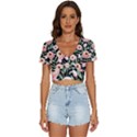 Captivating Watercolor Flowers V-Neck Crop Top View1